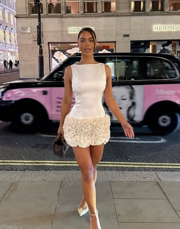 Cute White Sheath 3D Flower Satin Open Back Short Homecoming Dress Outfits HZ1023